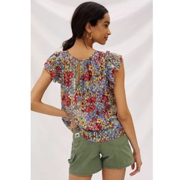 NWT Anthropologie Velvet “Keiara” Chiffon Ruffle Sleeve Top -XS - Picture 15 of 16